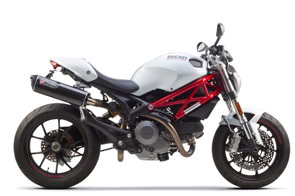 Ducati Monster 696 (08-13) / 796 (10-13) / 1100 (09-13) Silver Series DUAL Slip-On Exhaust Systems - M-2 Carbon Fiber Canisters