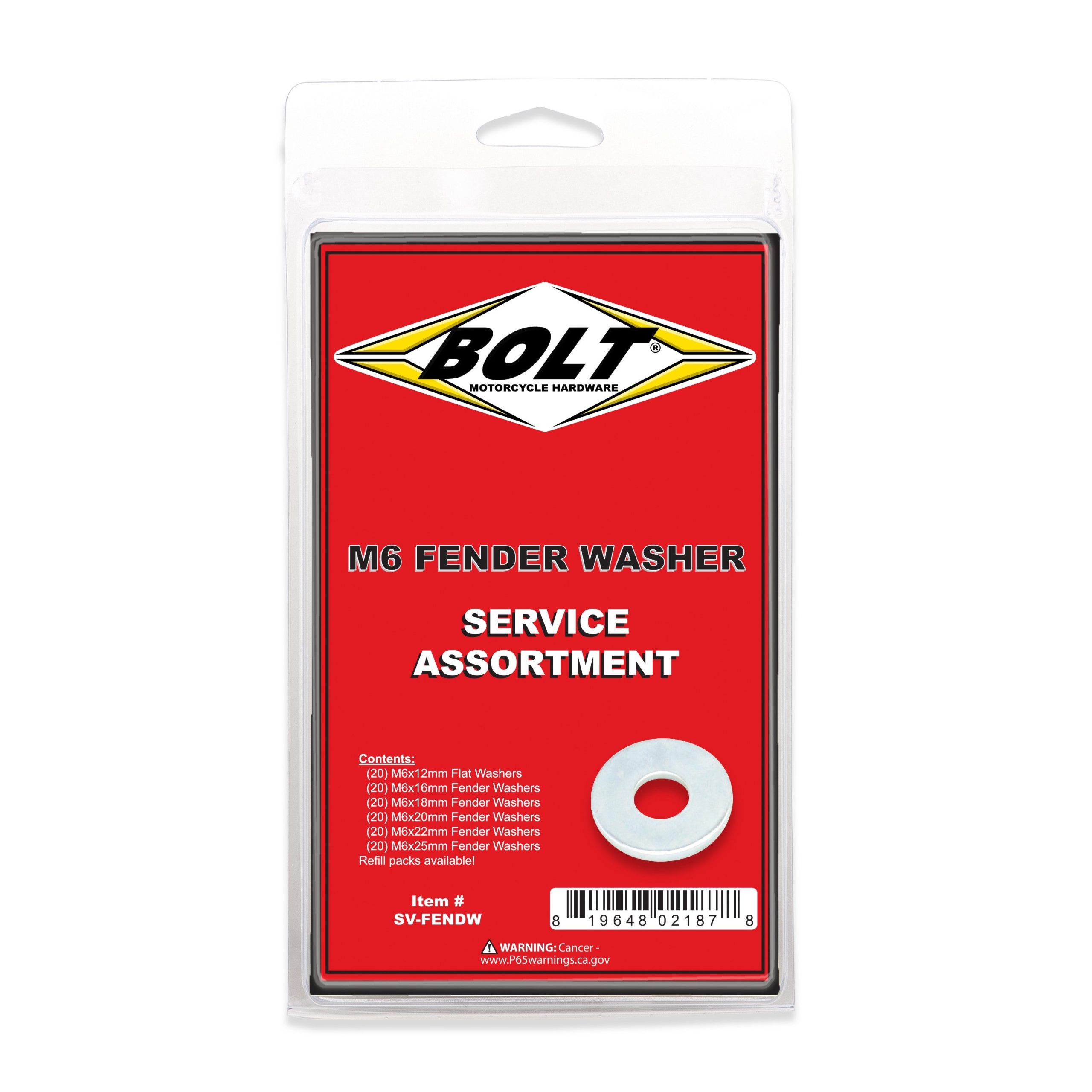 BOLT M6 FENDER WASHER ASSORTMENT 120 PIECE KIT - 020-20000