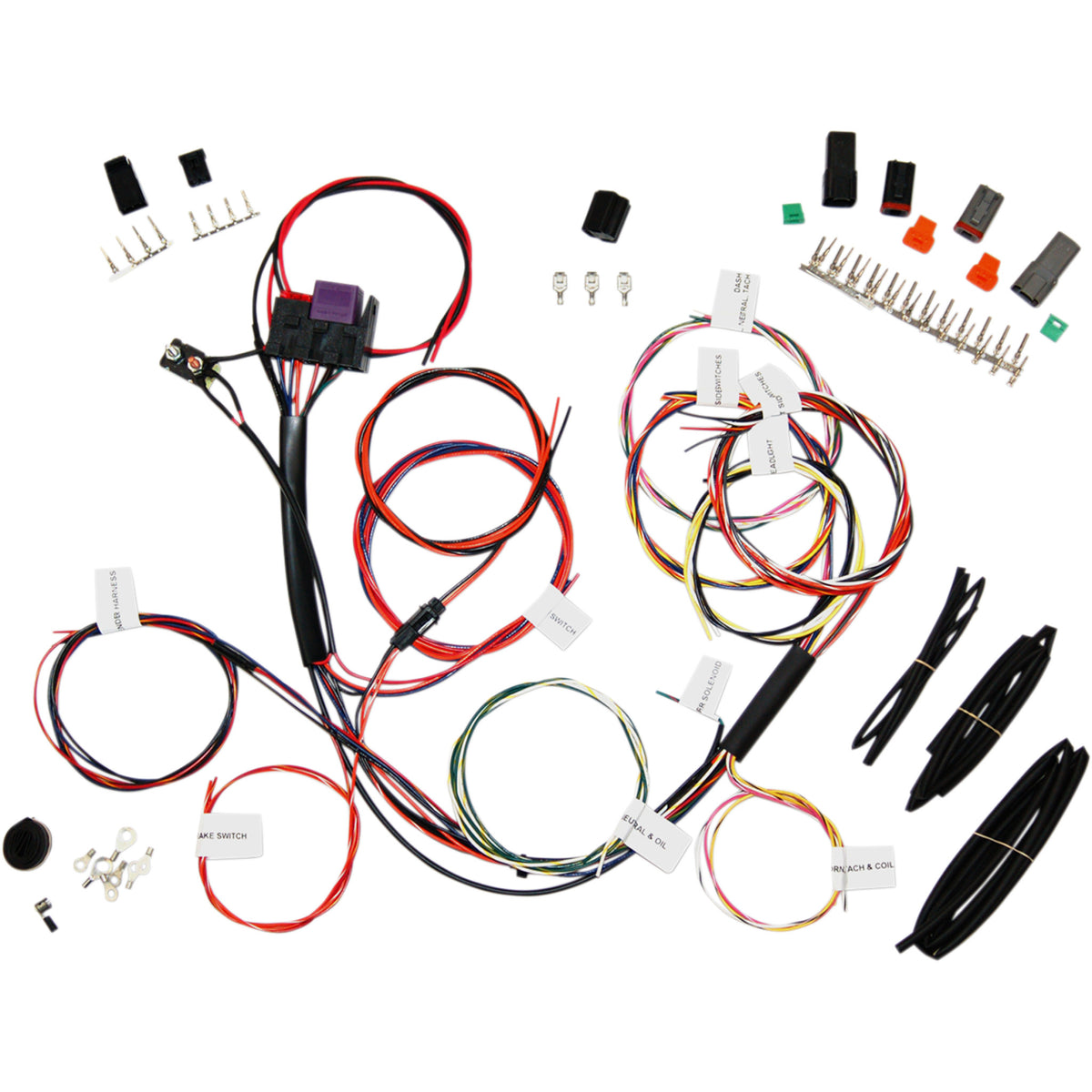 NAMZ 2120-0973 NCBH-01-C Complete Bike Harness with Starter Relay & 3-Circuits - Custom Wiring Harness