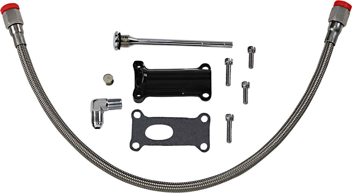 DRAG SPECIALTIES Engine Oil Spout Kit - Black - Touring '02-'06