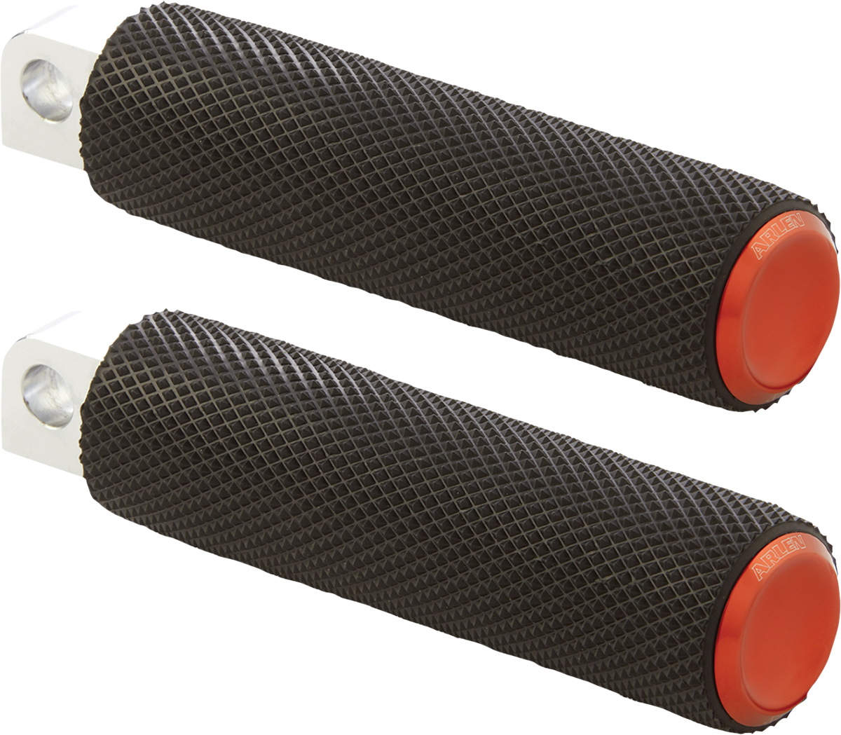 ARLEN NESS Fusion Male-Mount Footpegs - Knurled - Orange - 1" Longer