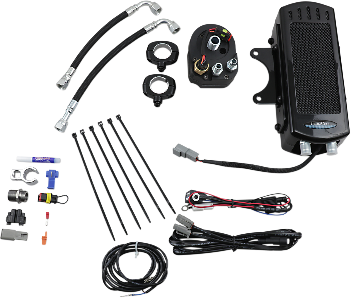 ULTRACOOL Oil Cooler Kit - Side Mount - Gloss Black - Softail '85-'17