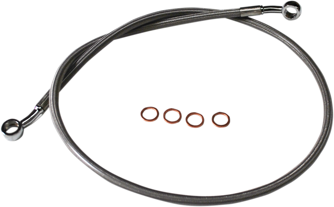 LA CHOPPERS Scout Complete Stainless Braided Handlebar Cable/Brake Line Kit - 12"-14" - Natural