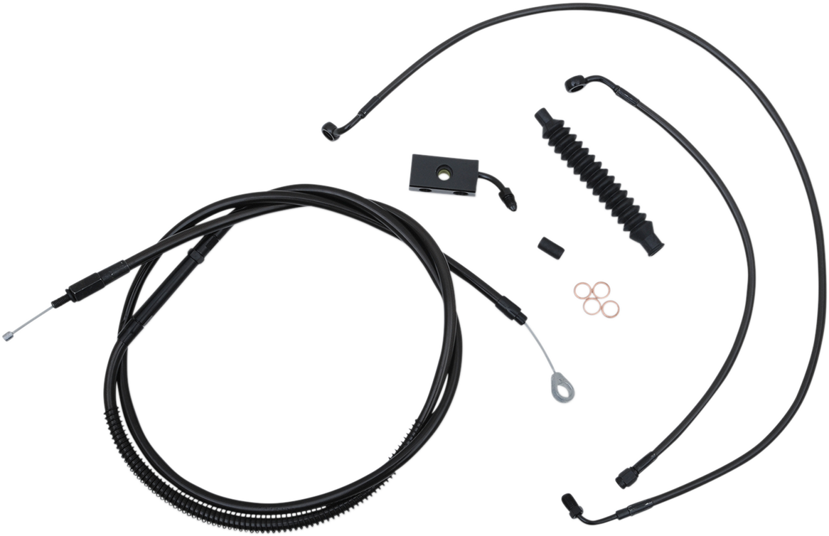 LA CHOPPERS Standard Midnight Braided Handlebar Cable/Brake Line Kit - 12"-14" - Softail '18-'22