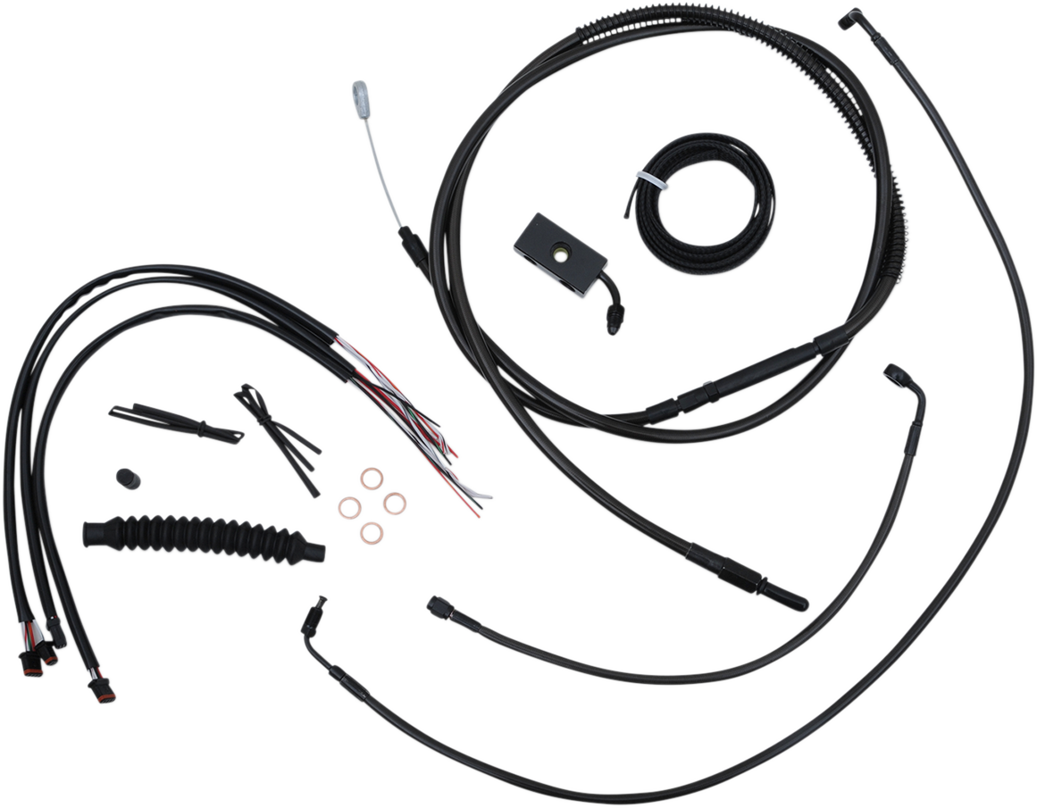 LA CHOPPERS Complete Midnight Braided Cable Kit - 18"-20" Handlebars - ABS - Softail '18-'22