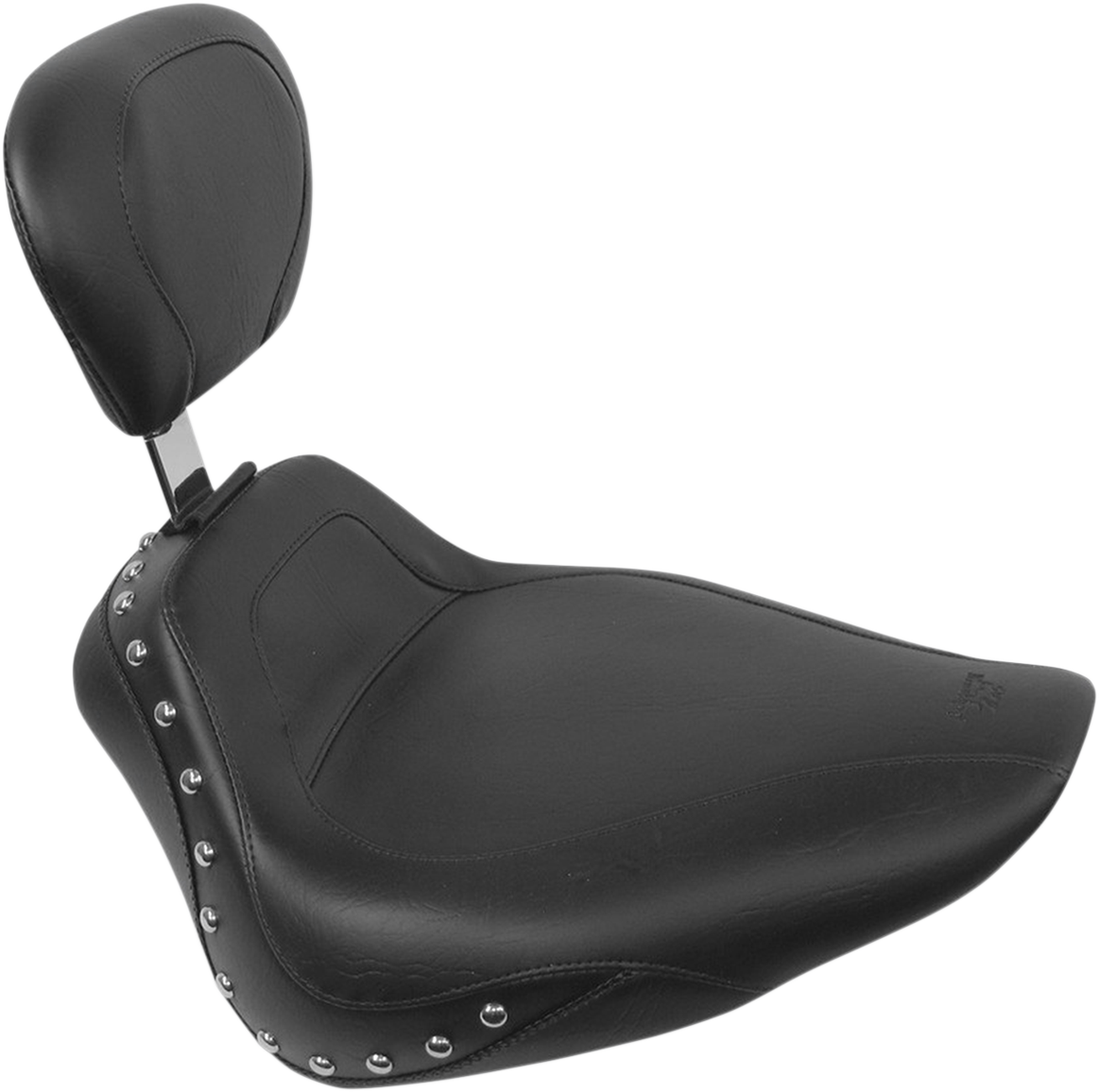 MUSTANG Sport Solo Seat with Driver's Backrest - Chrome Studs - FLST '00-'15