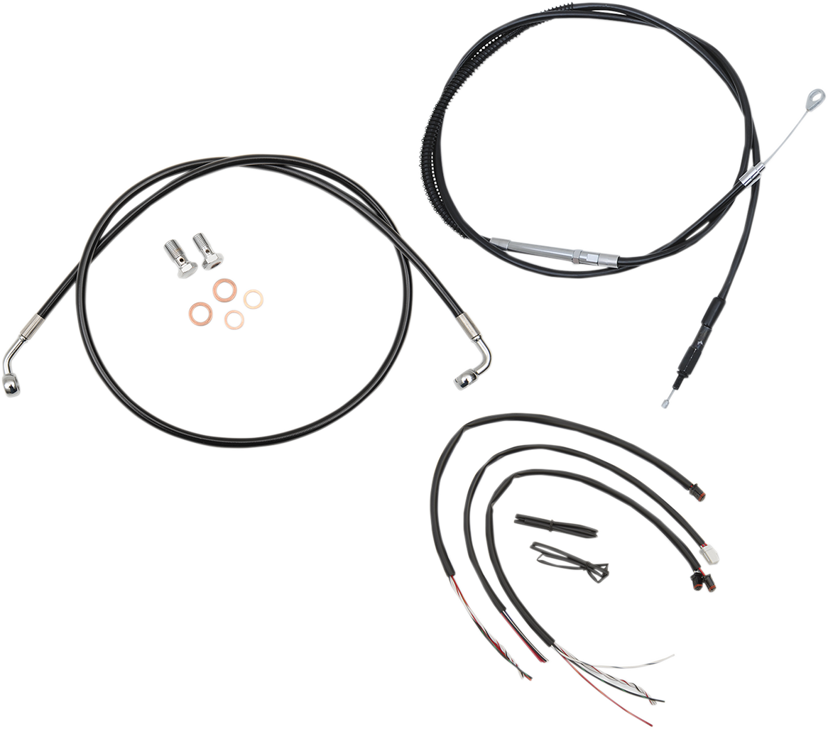 LA CHOPPERS Complete Black Vinyl Braided Handlebar Cable/Brake Line Kit - 15"-17" - Softail '18-'22