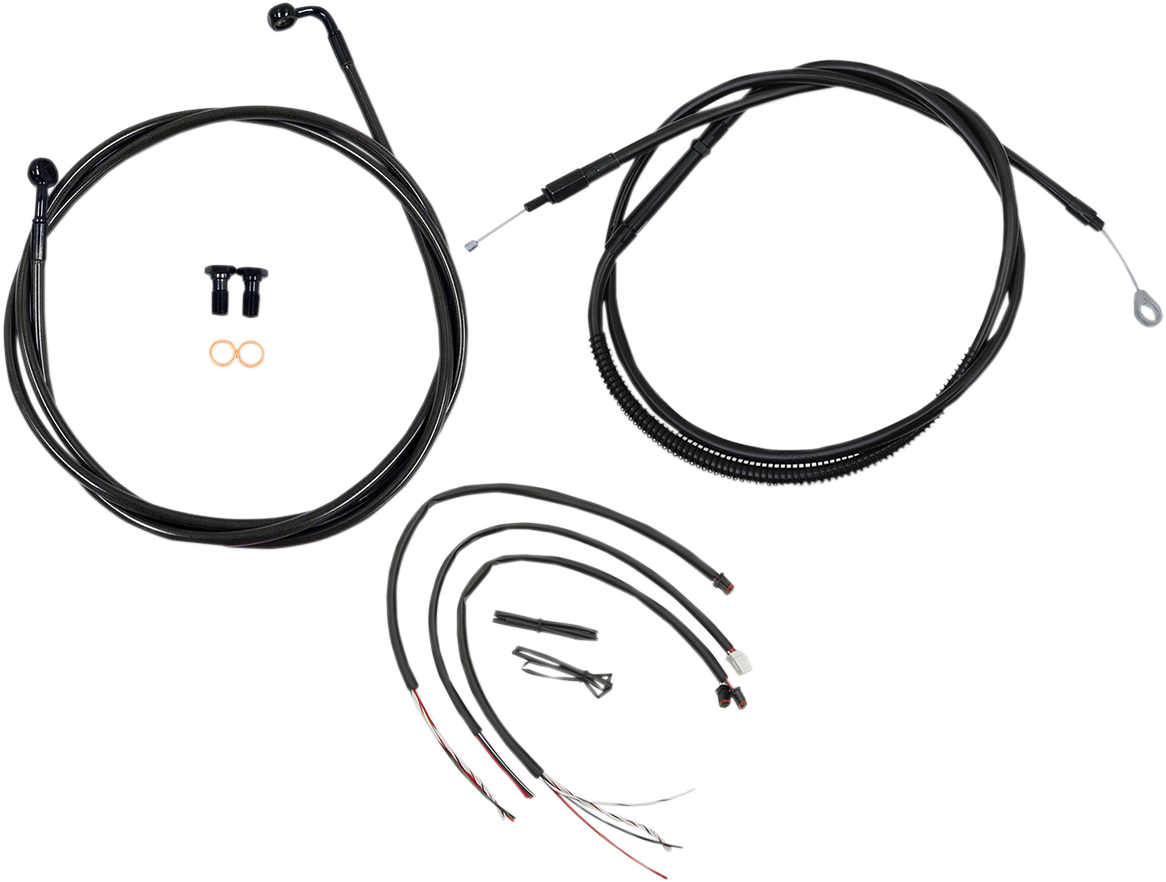 LA CHOPPERS Complete Midnight Braided Cable Kit - 15"-17" - Softail '18-'22