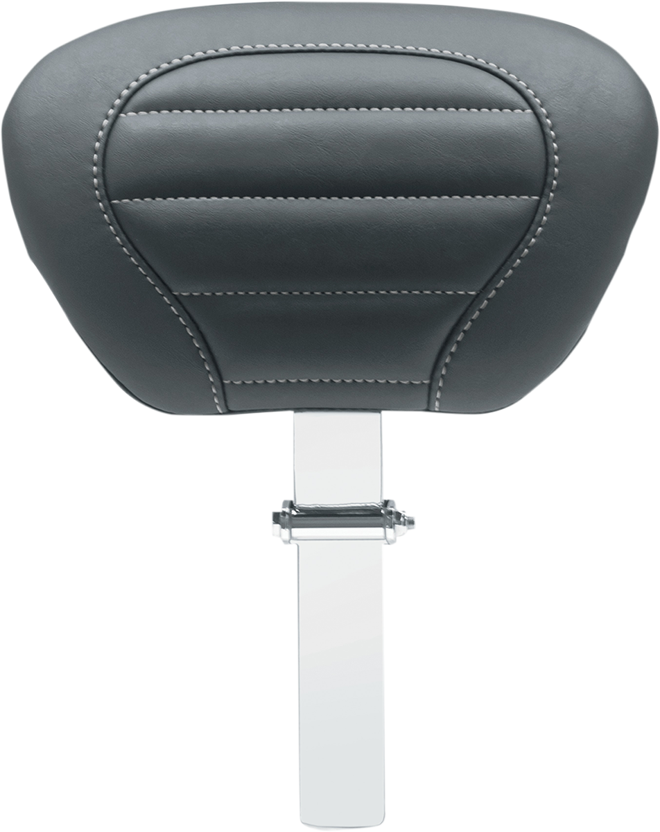 MUSTANG Deluxe Touring Removable Driver Backrest - Black with Gun Metal Stitching - Touring '08-'25