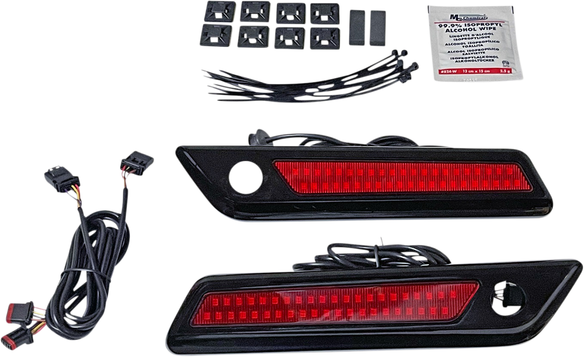 CUSTOM DYNAMICS Saddlebag Latch Dual Color Accent Lights - Red - Black