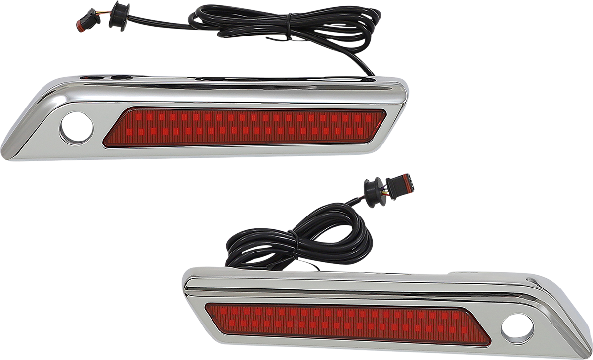 CUSTOM DYNAMICS Saddlebag Latch Dual Color Accent Lights - Red - Chrome