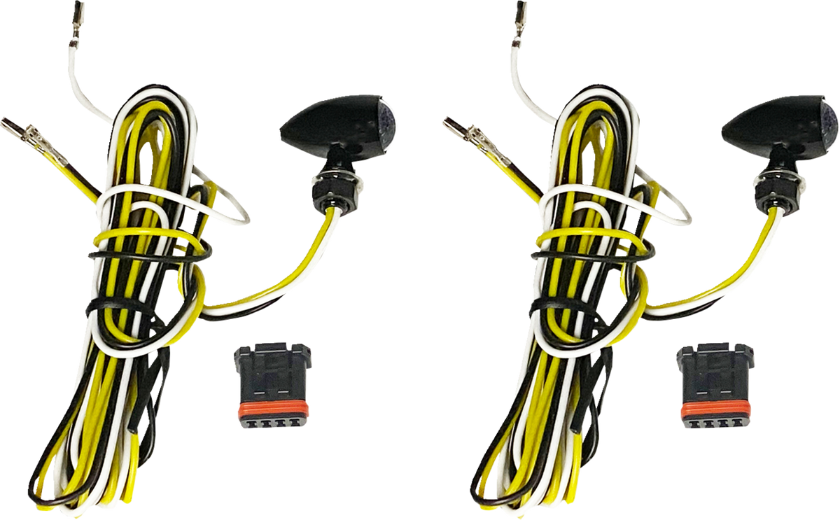 CUSTOM DYNAMICS Black Micro Bullet V2 LED Turn Signals - Amber/White