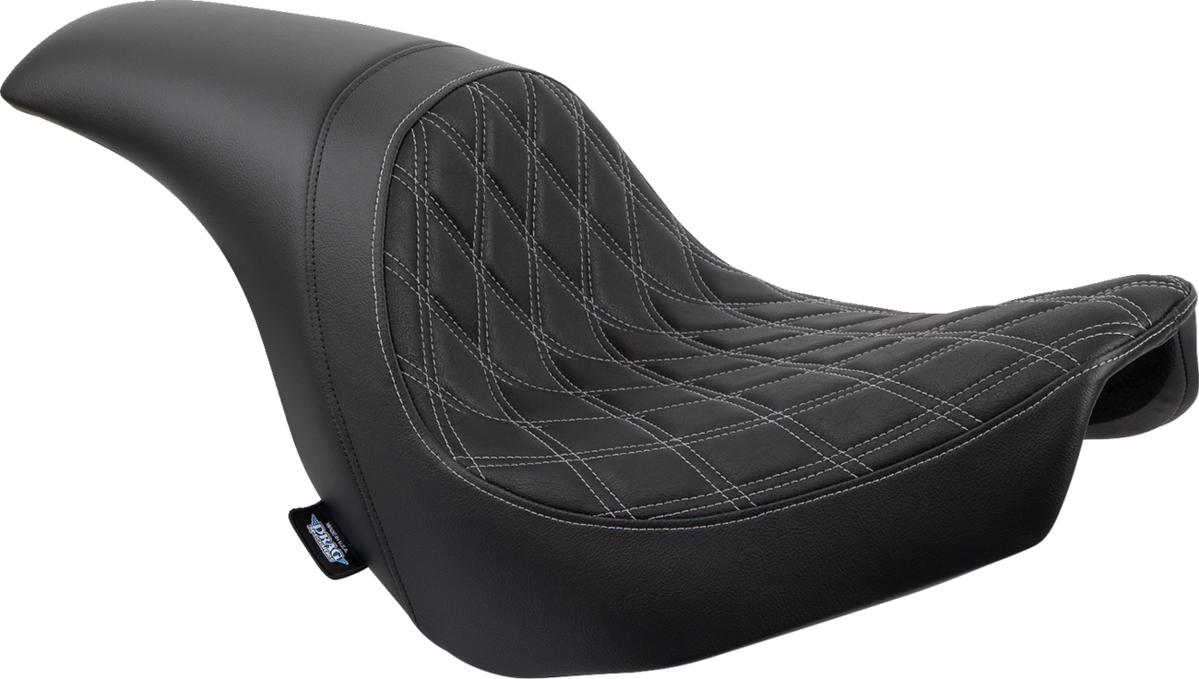 DRAG SPECIALTIES Predator Seat - Vinyl - Double Diamond - Silver Stitch - FLSB/FXLR '18-'23