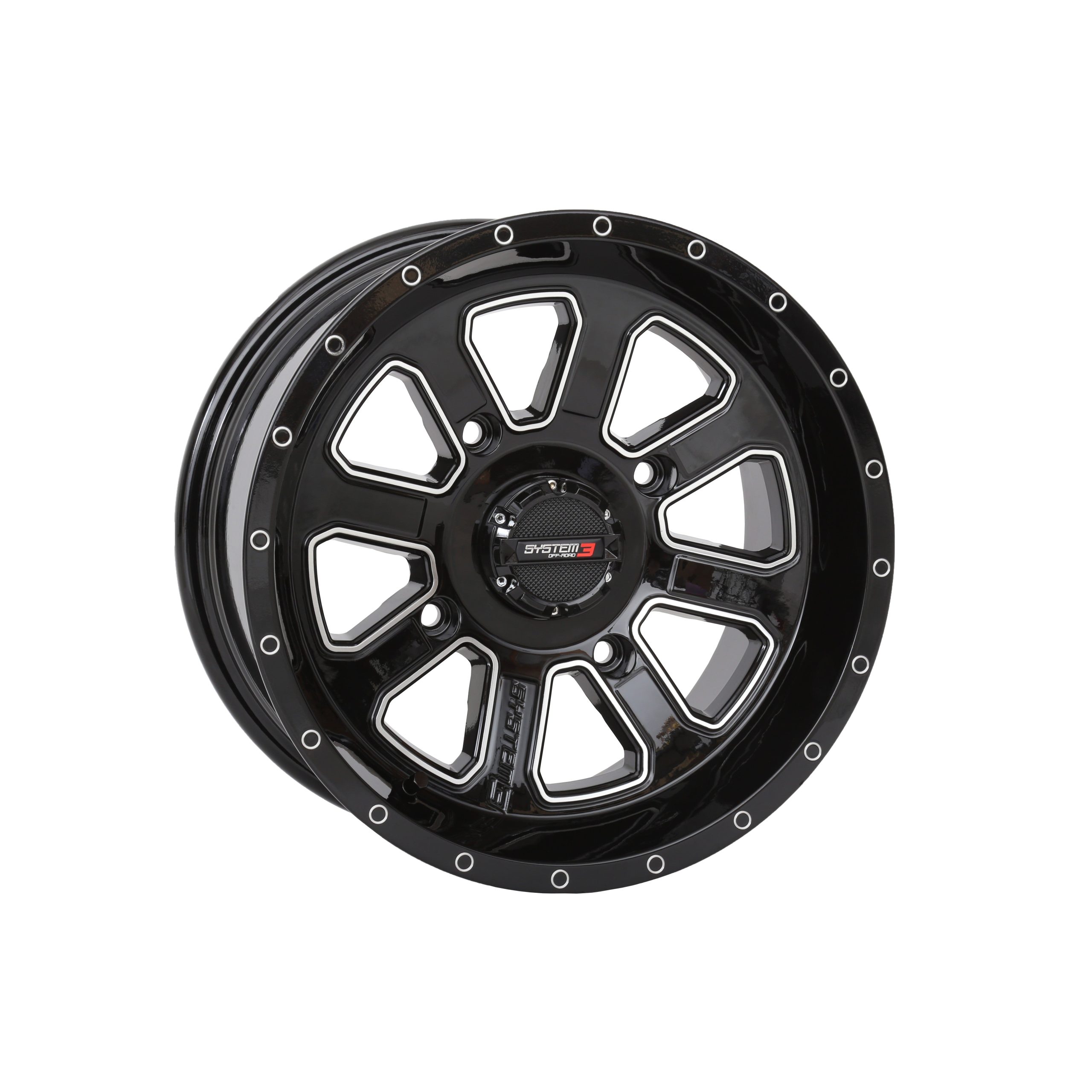 SYSTEM 3 ST4 WHEEL 14X7 4+3 (+10MM) 4/156 GLOSS BLACK/MACHINED - 3-144156