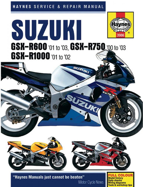 Haynes Repair/Service Manual 01-03 Suzuki GSX-R600/750, 01-02 GSX-R 1000 (M3986)