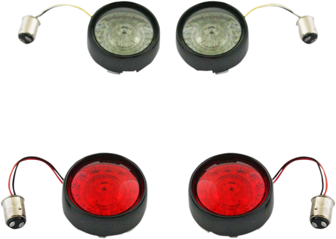 CUSTOM DYNAMICS Complete Front & Rear Turn Signal Conversion Kit with Bullet Bezel Lenses - Black