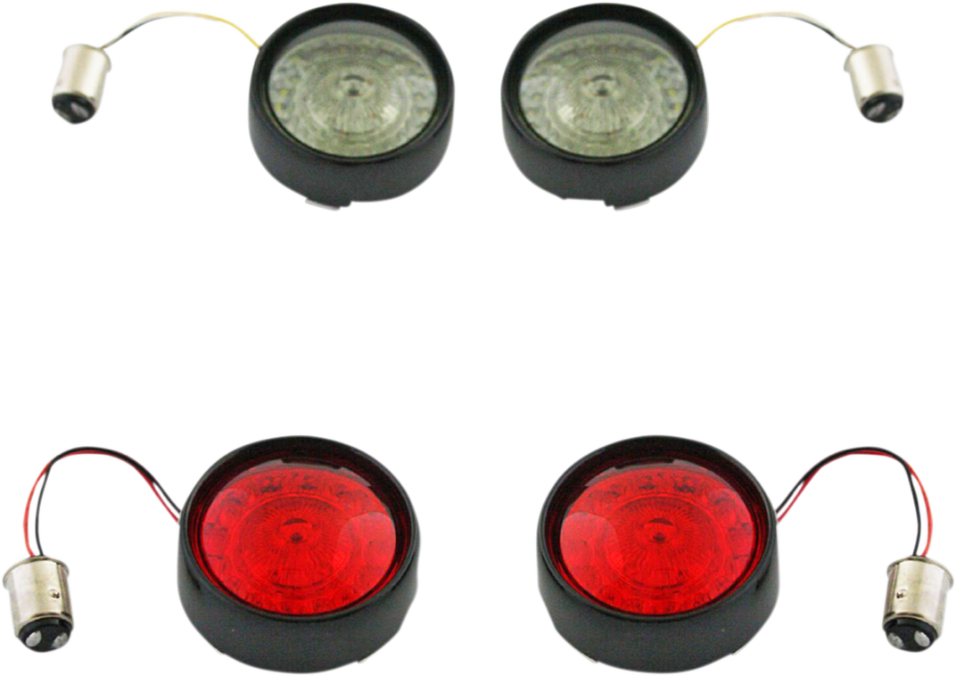 CUSTOM DYNAMICS Complete LED Front & Rear Turn Signal Conversion Kit with Bullet Bezel Lenses - Black