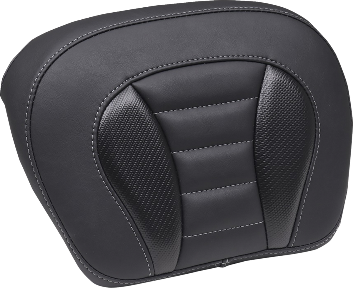 MUSTANG Chopped Tour-Pak Backrest Pad - Deluxe - Black w/ Gunmetal Stitch - Touring '23.5-UP