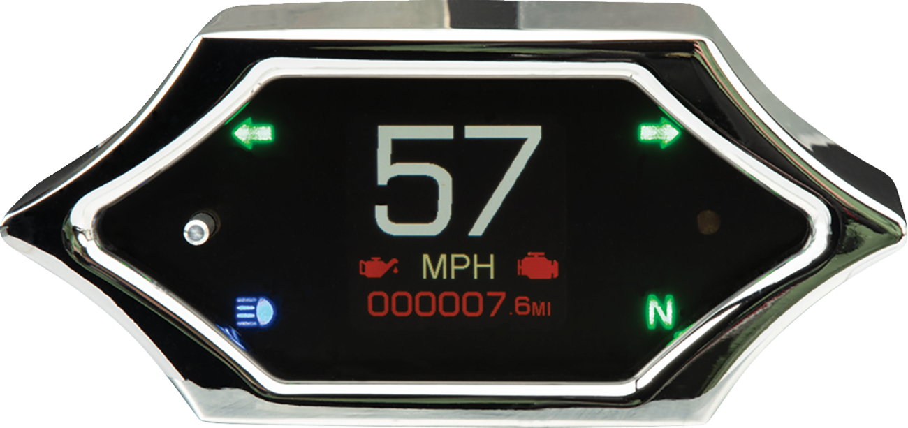 DAKOTA DIGITAL Universal Handle Bar Mount Speedometer - With Signals - Spiked - Chrome