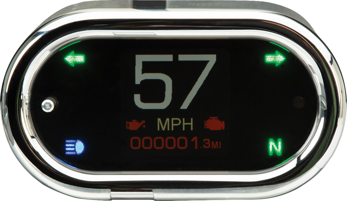 DAKOTA DIGITAL MLX-5000 Series Universal Handle Bar Mount Speedometer - With Signals - Oval - Chrome