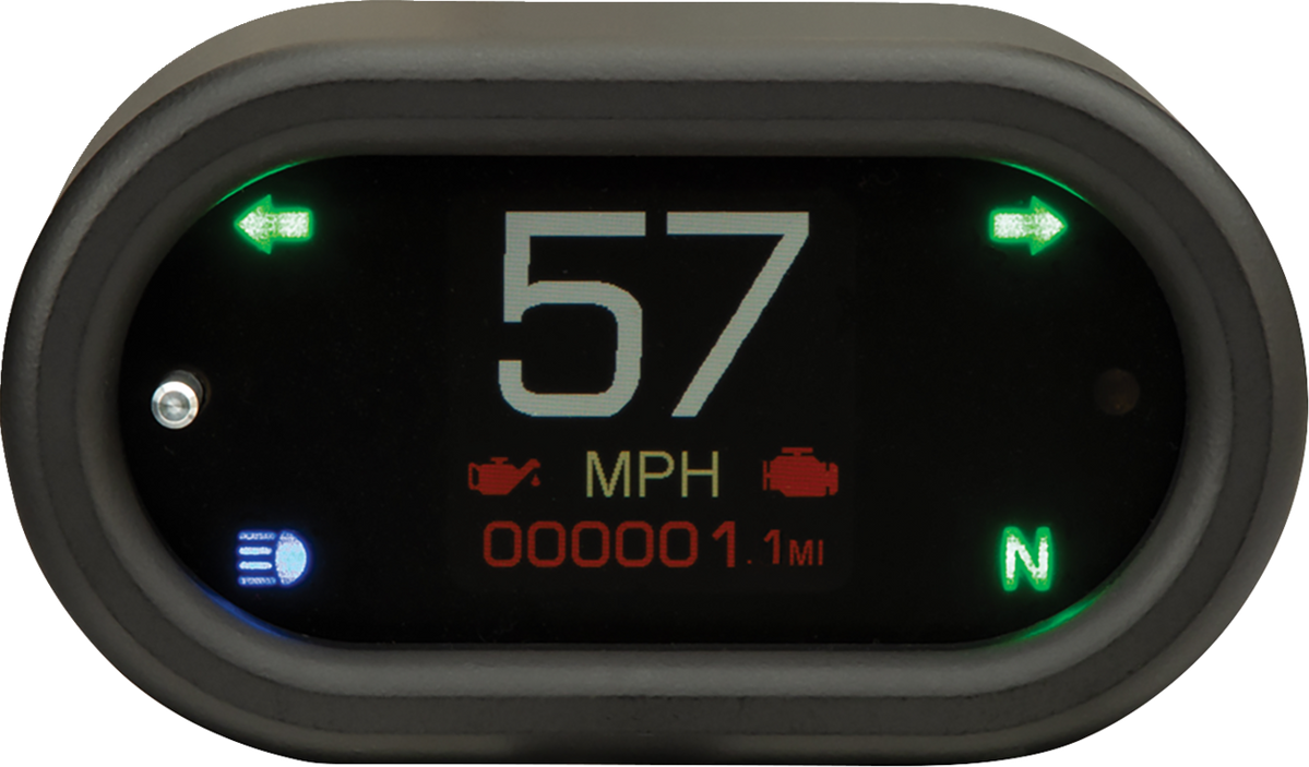 DAKOTA DIGITAL Universal Handle Bar Mount Speedometer - With Signals - Oval - Black