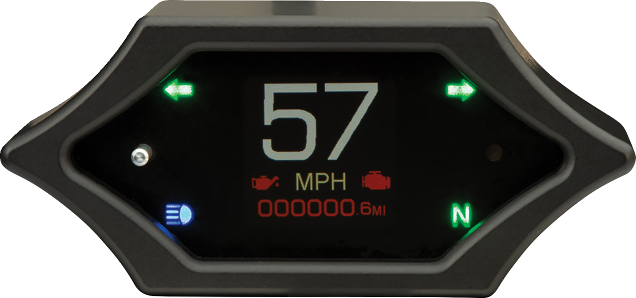 DAKOTA DIGITAL MLX-5000 Series Universal Handle Bar Mount Speedometer - With Signals - Spiked - Black