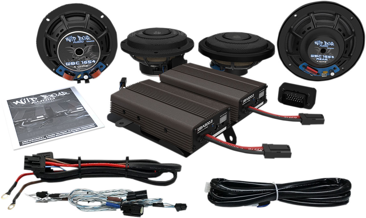 WILD BOAR AUDIO Front & Rear Speaker Kit with 600 W Amp - FLHT CVO '14-'22