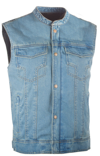 Highway 21 Iron Sights Denim Vest Club Collar Blue