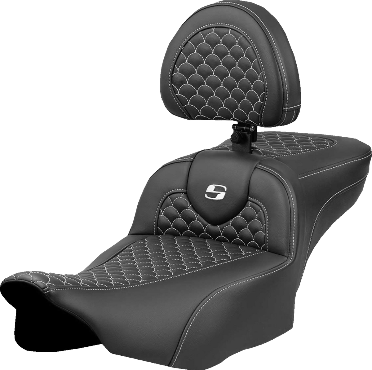SADDLEMEN RoadSofa™ Extended Reach Seat - Dragon Scale - w/ Backrest - Touring '23.5-UP
