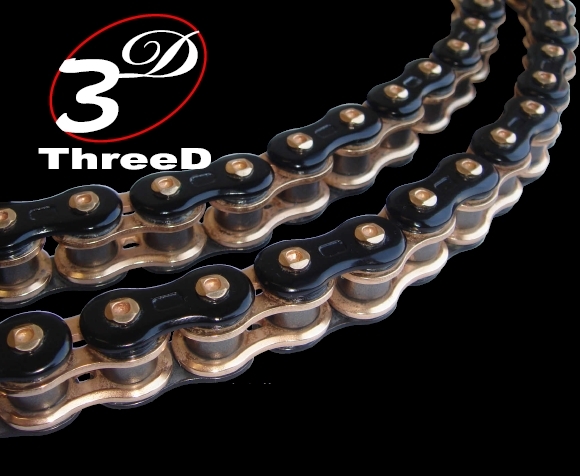 EK 3D Motorcycle Chain - 525Z Black/Gold 120 Links - w/ Rivet Link