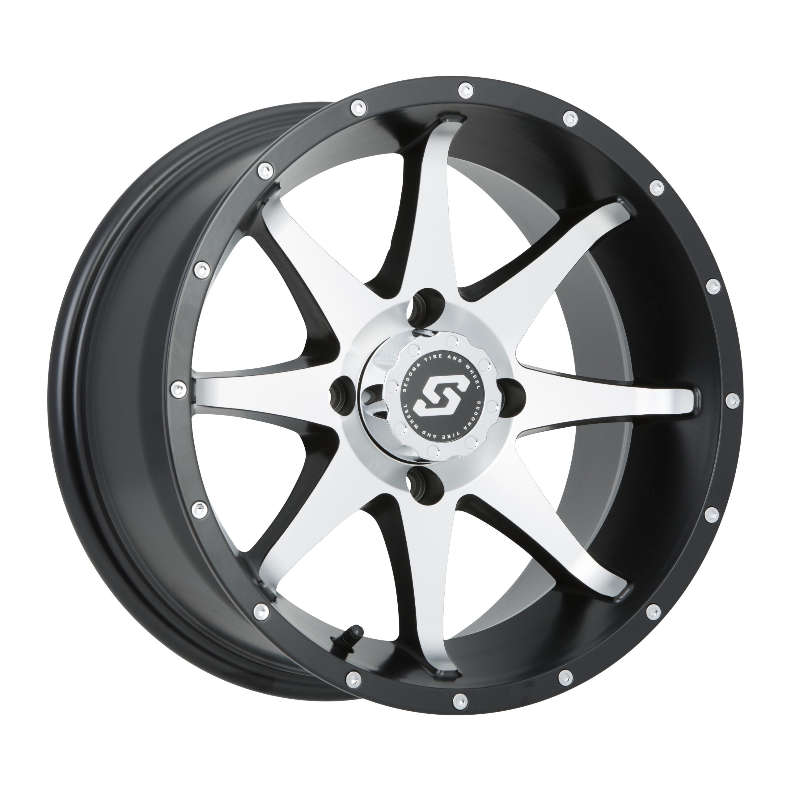 SEDONA STORM WHEEL 12X7 4/110 5+2 (+10MM) BLK/MACHINED - 570-1160