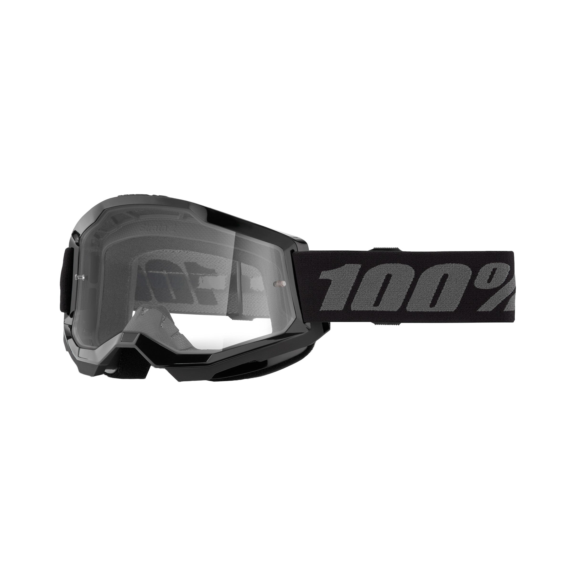 100-PERCENT STRATA 2 JUNIOR GOGGLE BLACK CLEAR LENS - 610-5249