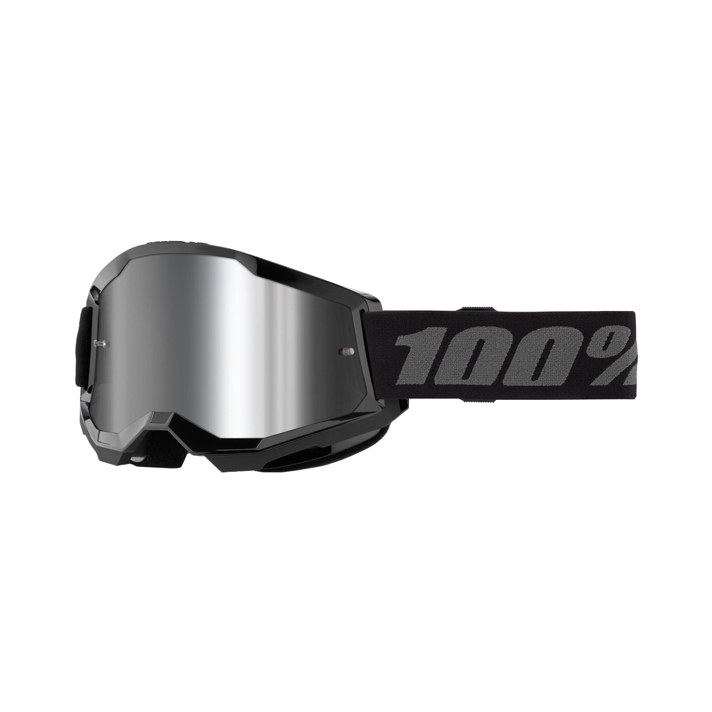100-PERCENT STRATA 2 JUNIOR GOGGLE BLACK MIRROR SILVER LENS - 610-5257