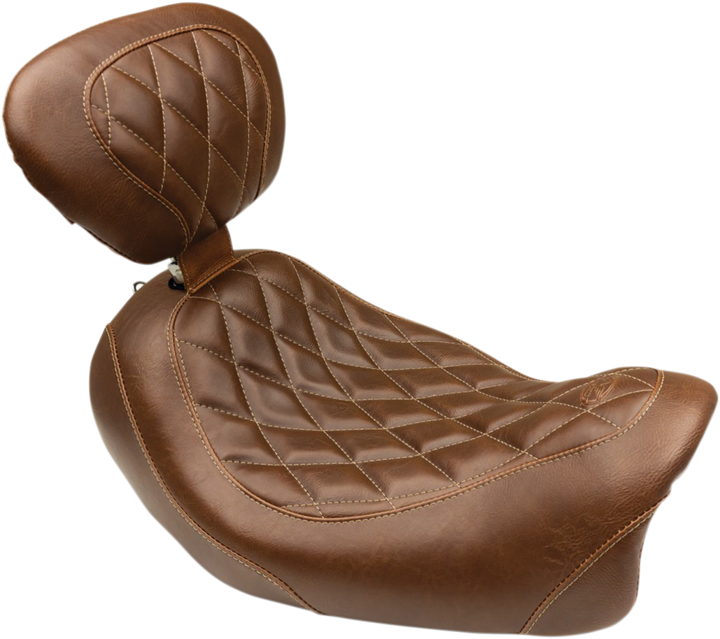 MUSTANG Wide Tripper™ Solo Seat with Backrest - Diamond - Brown - FXDF '14-'17