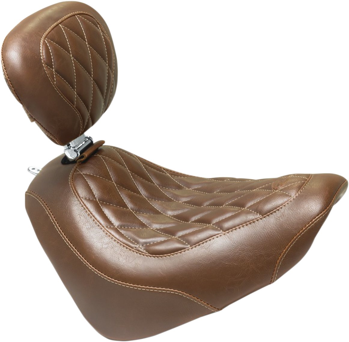 MUSTANG Wide Tripper™ Solo Seat with Backrest - Diamond - Brown - FXFB/FXFBS '18-'21