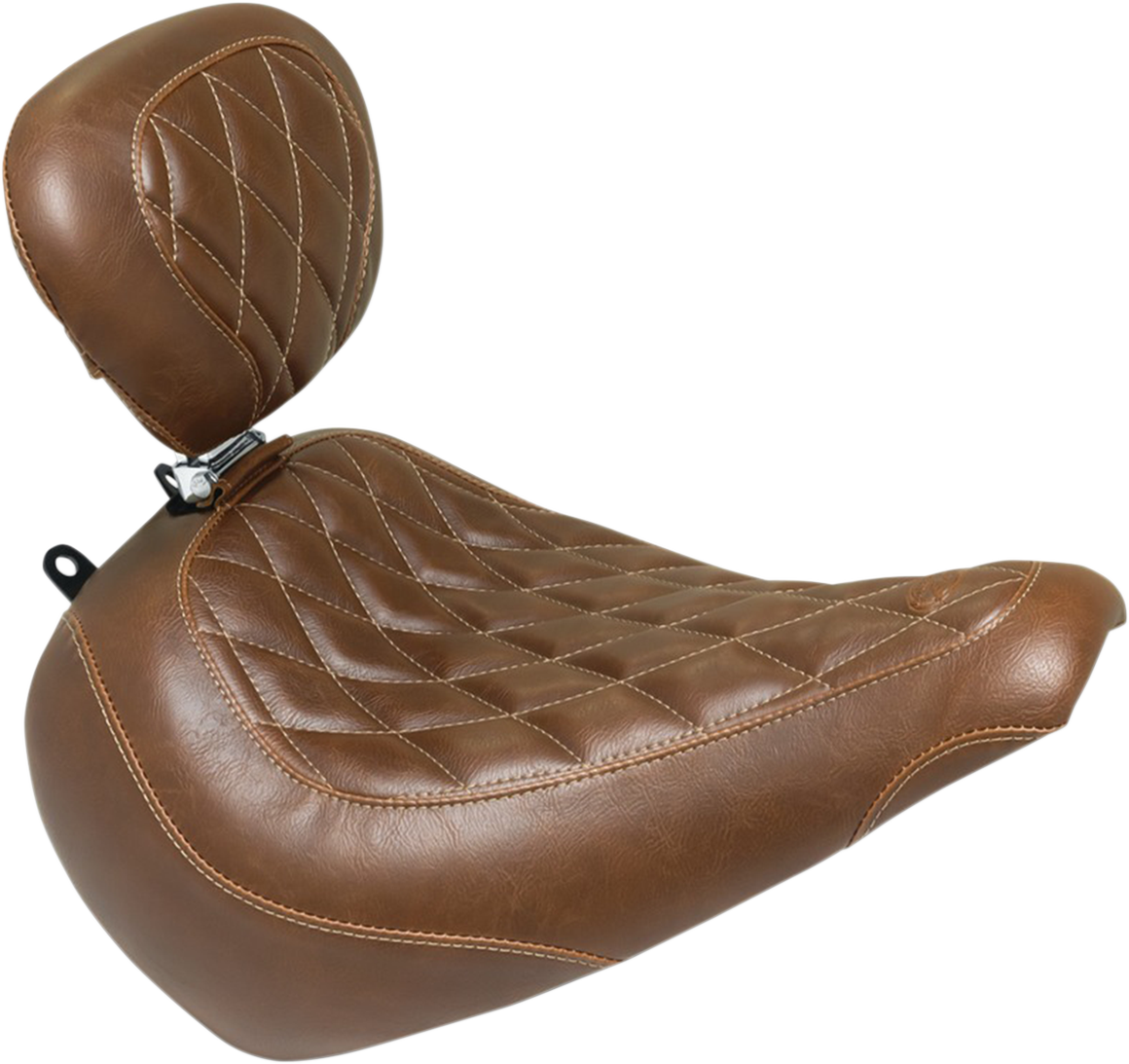 MUSTANG Wide Tripper™ Solo Seat with Backrest - Diamond - Brown - FLFB/FLFBS '18-'21