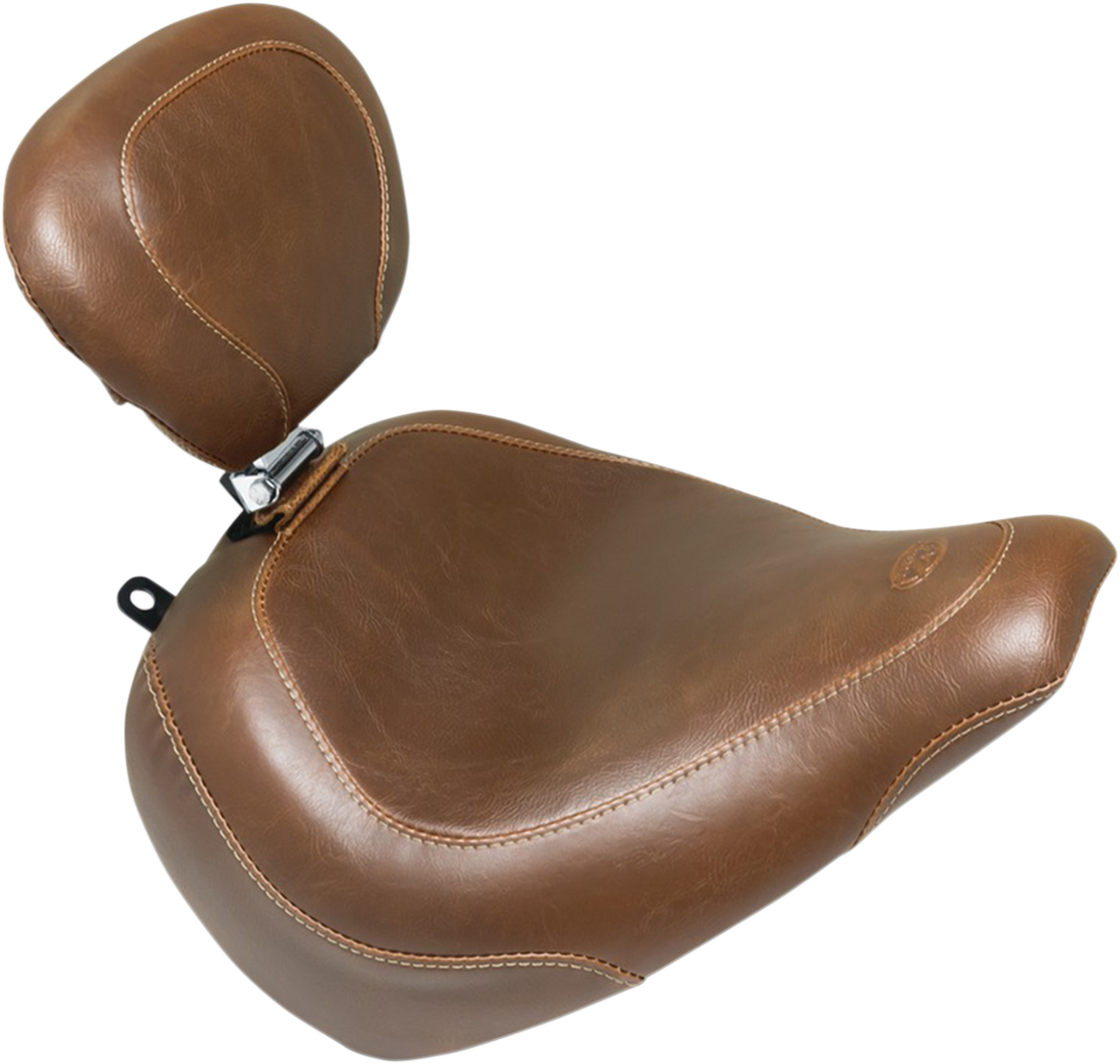 MUSTANG Wide Tripper™ Seat with Driver's Backrest - Smooth - Brown - FXBR/FXBRS '18-'20