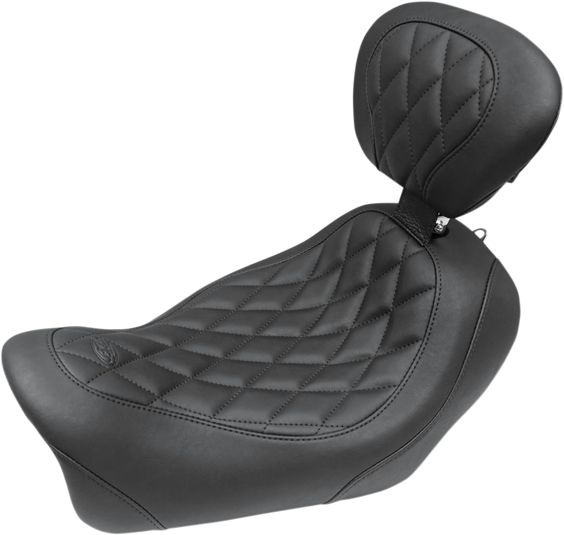 MUSTANG Wide Tripper™ Solo Seat with Backrest - Diamond Stitch - Black - FXDF '14-'17