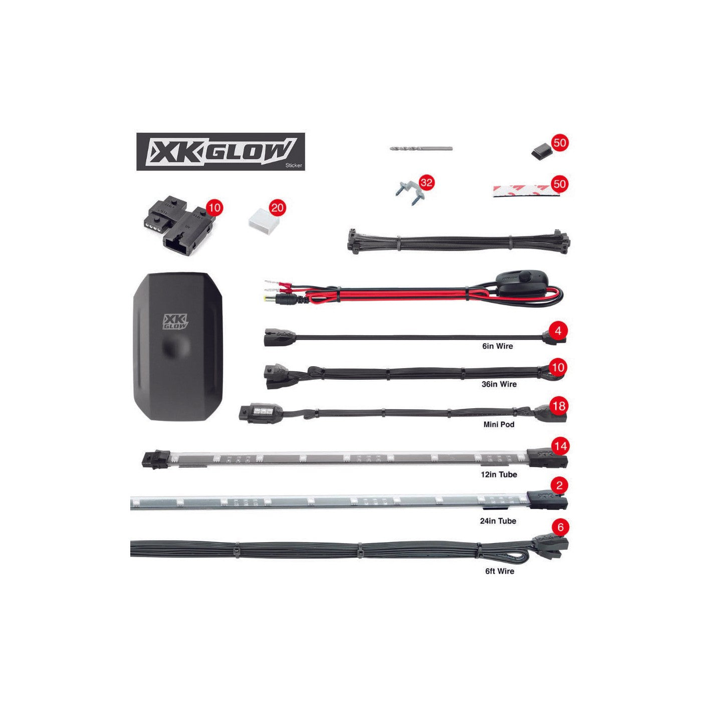 XK GLOW 34PC XKCHROME RGB UTV KIT - 653-0047
