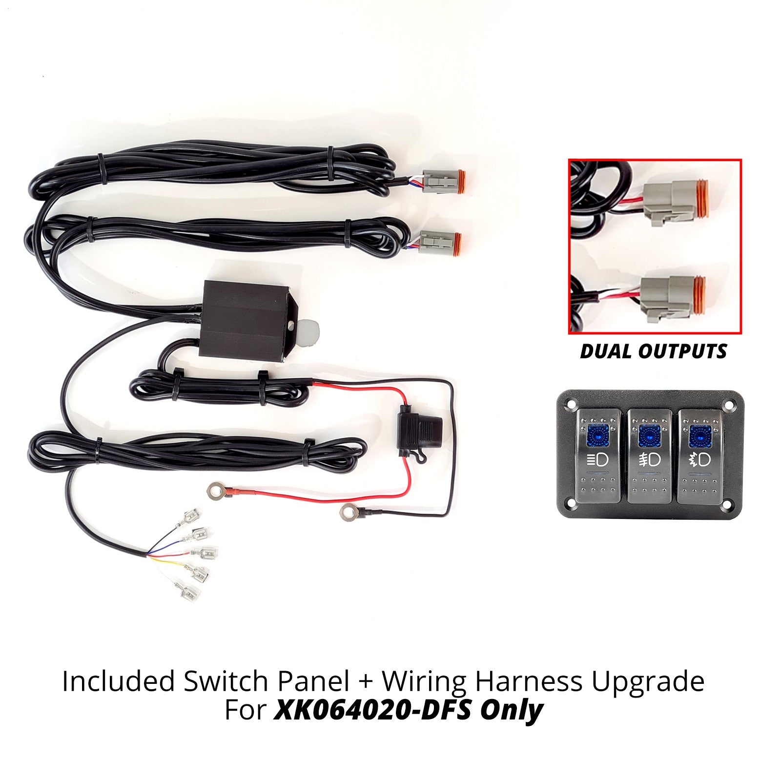 XK GLOW 3 SWITCH ROCKER PANEL 3 OUTPUT WIRE STROBE COMBO - 653-0062