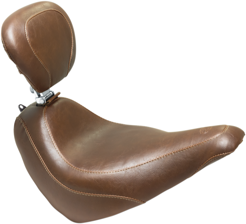 MUSTANG Wide Tripper™ Seat with Driver's Backrest - Smooth - Brown - FLSL '18-'21