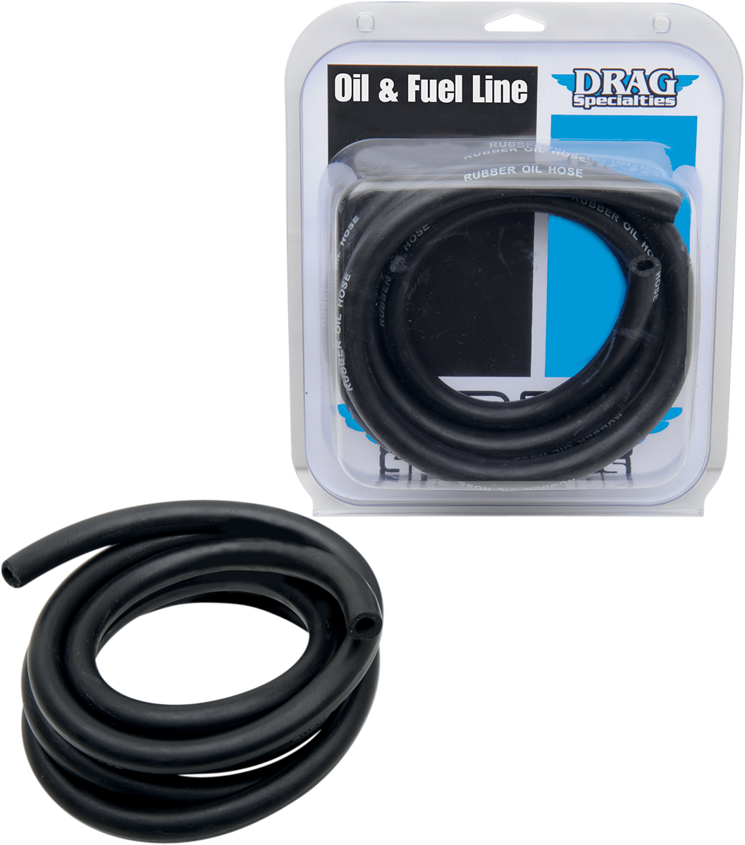 DRAG SPECIALTIES Universal Fuel/Oil Line - Black Rubber - 3/8" - 8'