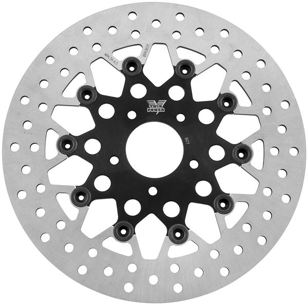 Harley Davidson FLHR Road King '94-'07 Front Floating Mesh Black Rotor by Twin Power