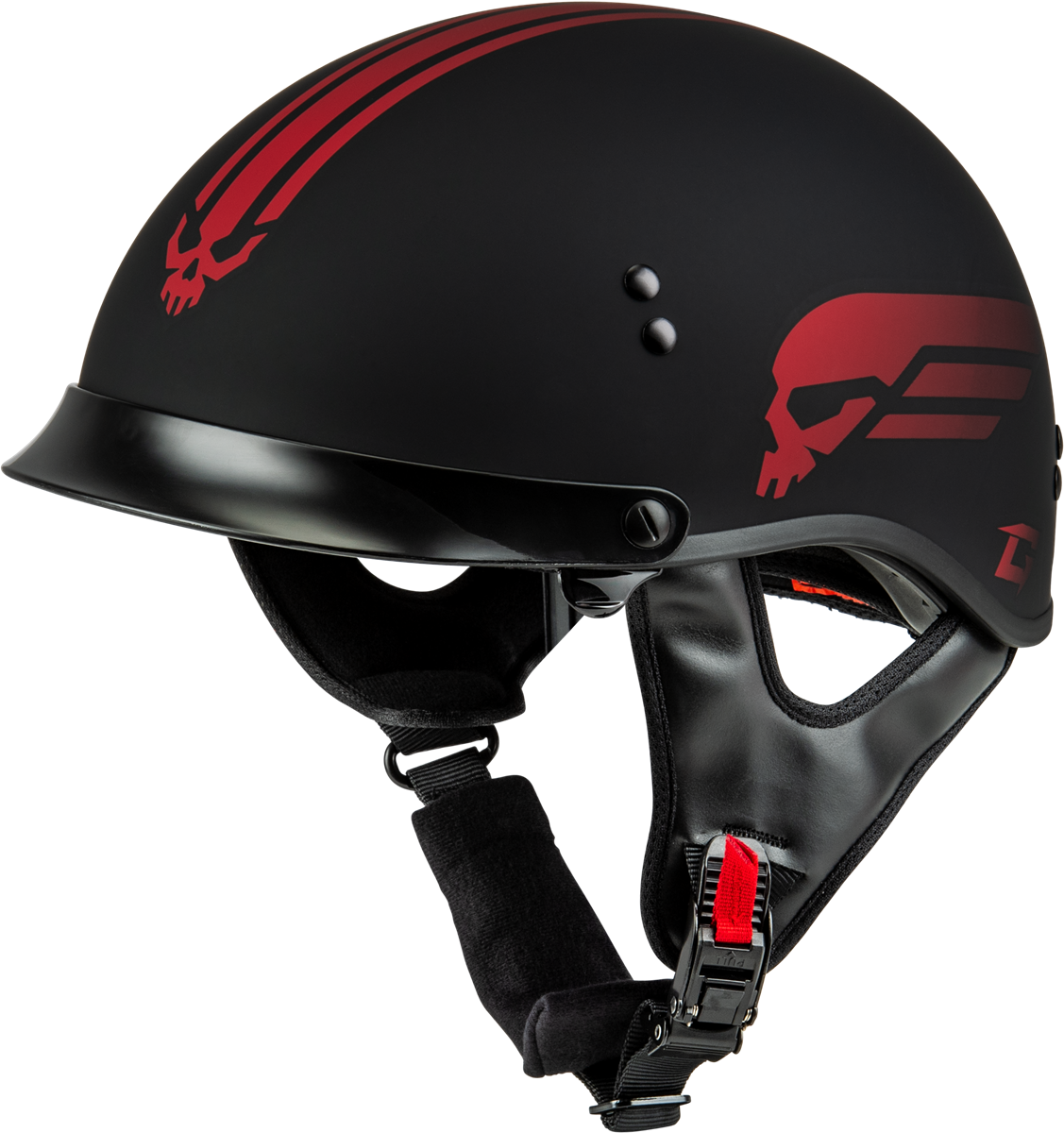 GMAX HH-65 RETRIBUTION HELMET W/PEAK MATTE BLACK/RED
