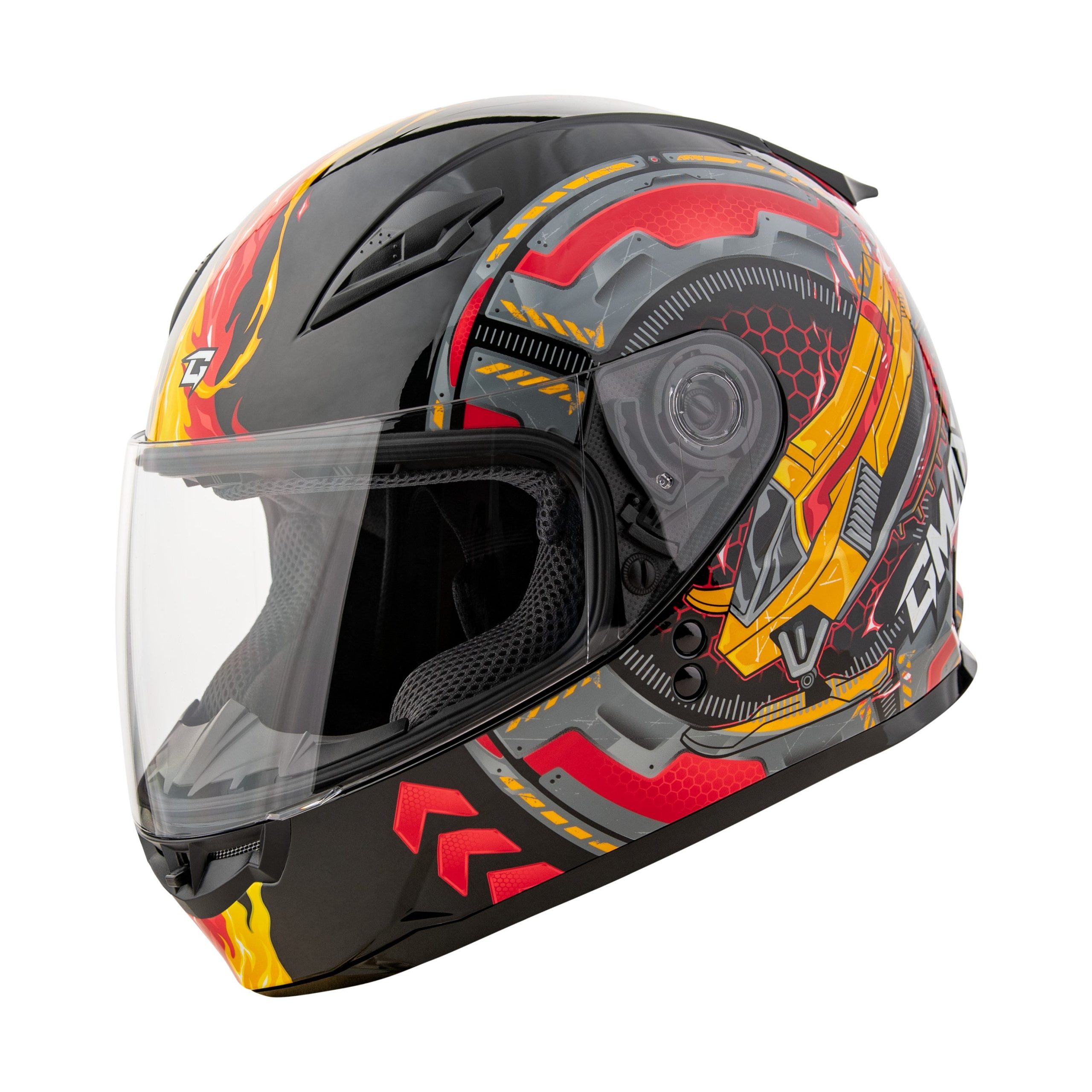GMAX GM-49Y CHARGE HELMET BLACK/RED/YELLOW YM - 72-7505YM