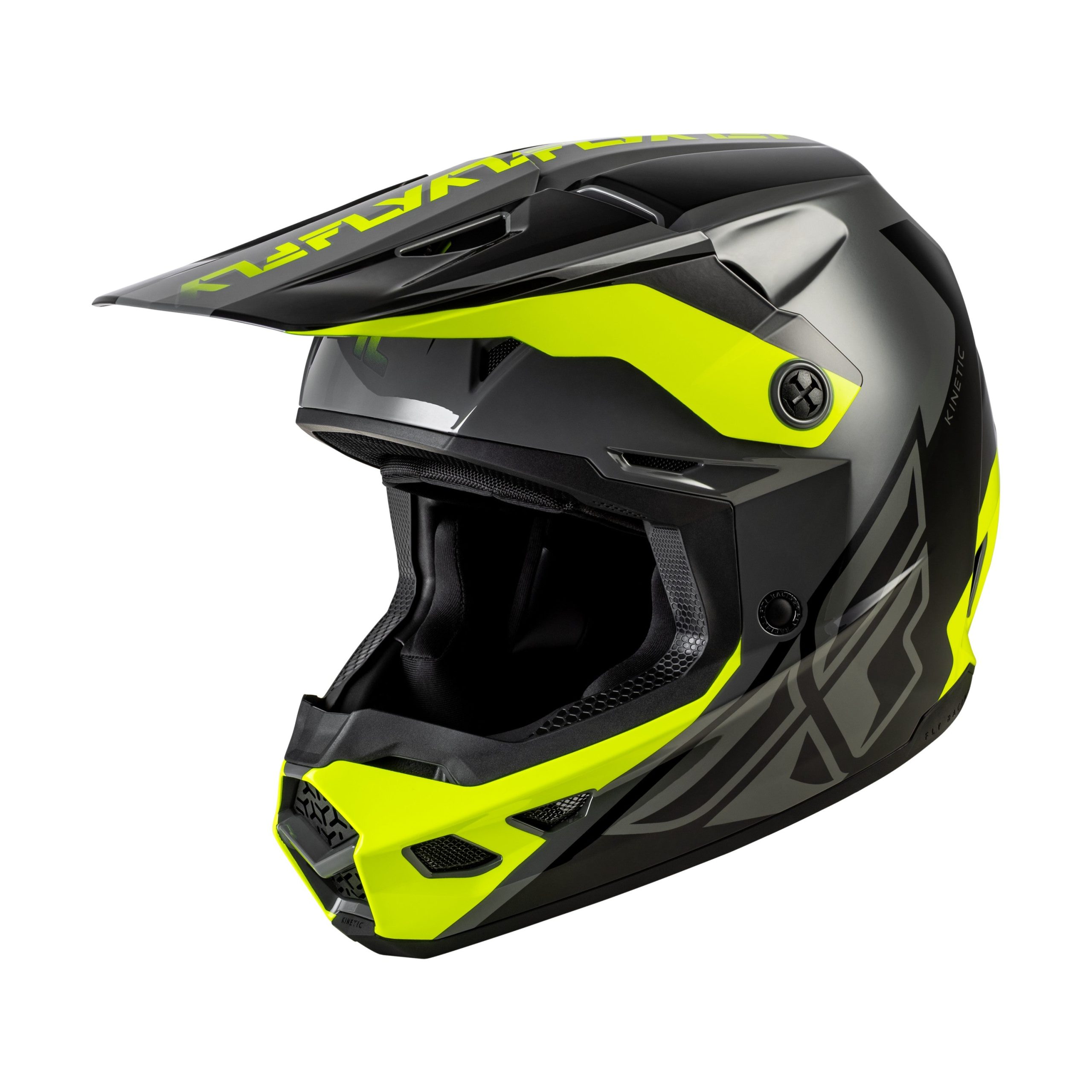 FLY RACING KINETIC CREST HELMET GREY/BLACK/HI-VIS