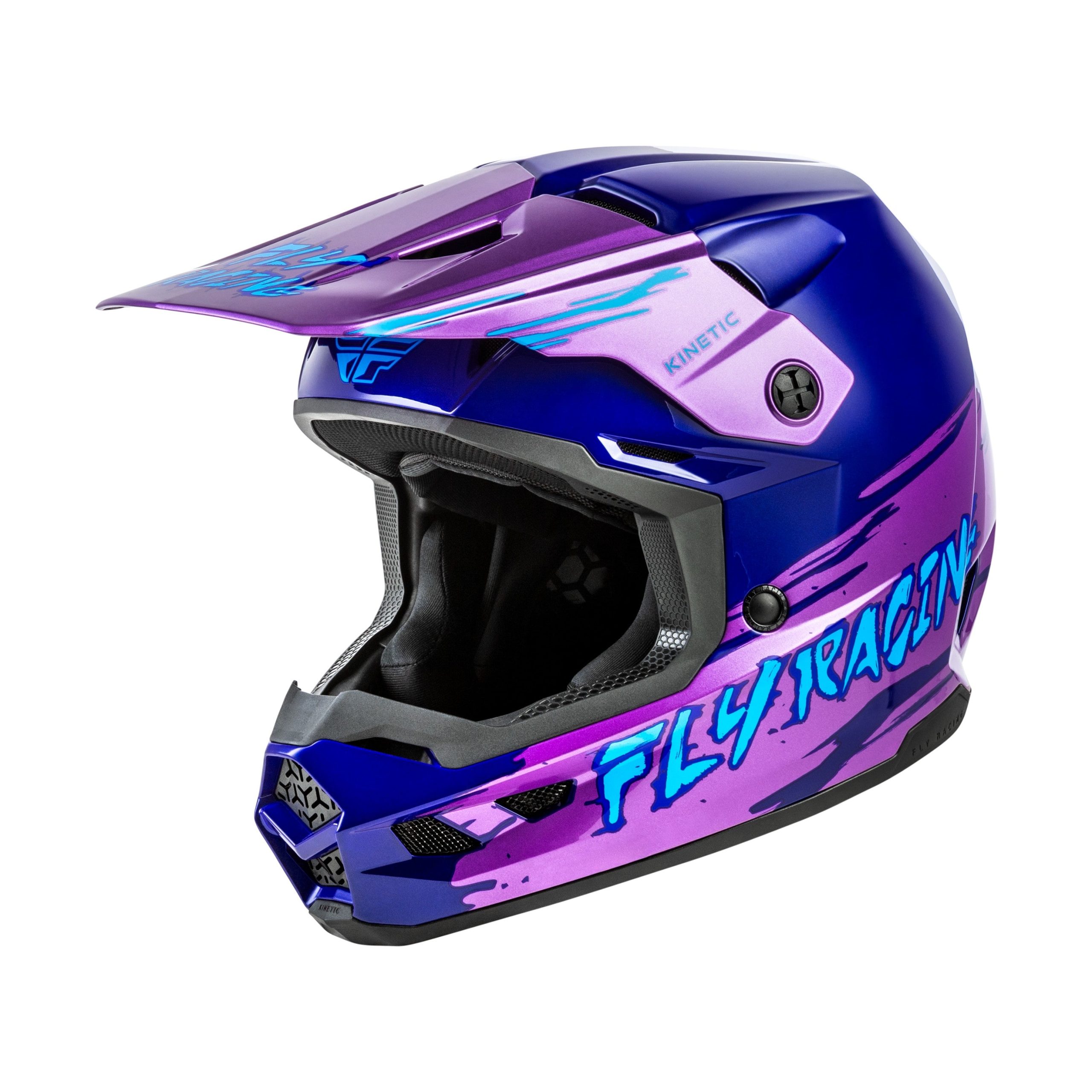 FLY RACING YOUTH KINETIC SURGE HELMET PINK/PURPLE/TEAL