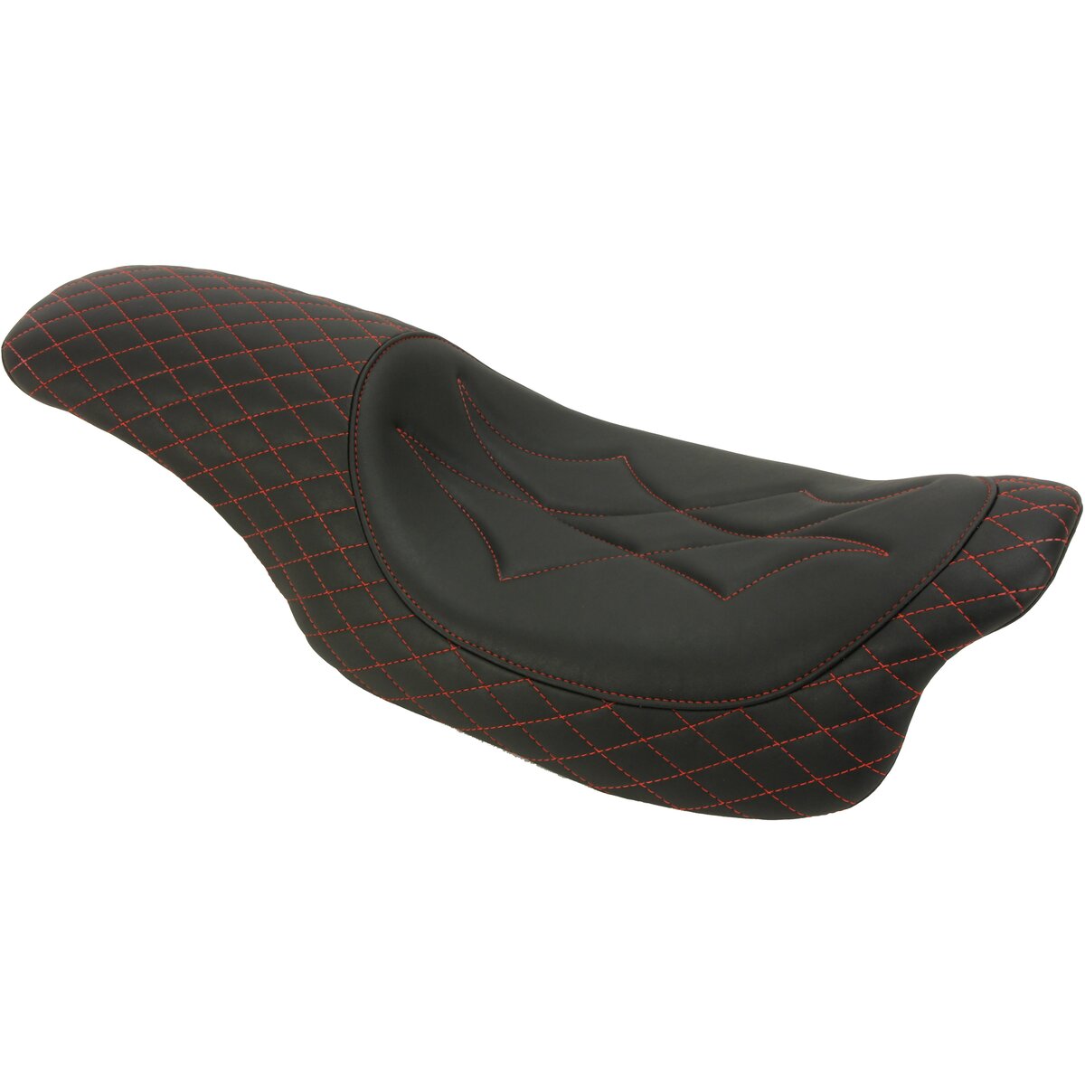 MUSTANG Revere Journey One-Piece 2-Up Seat - Diamond American Beauty Red Stitch - Touring '08-'25