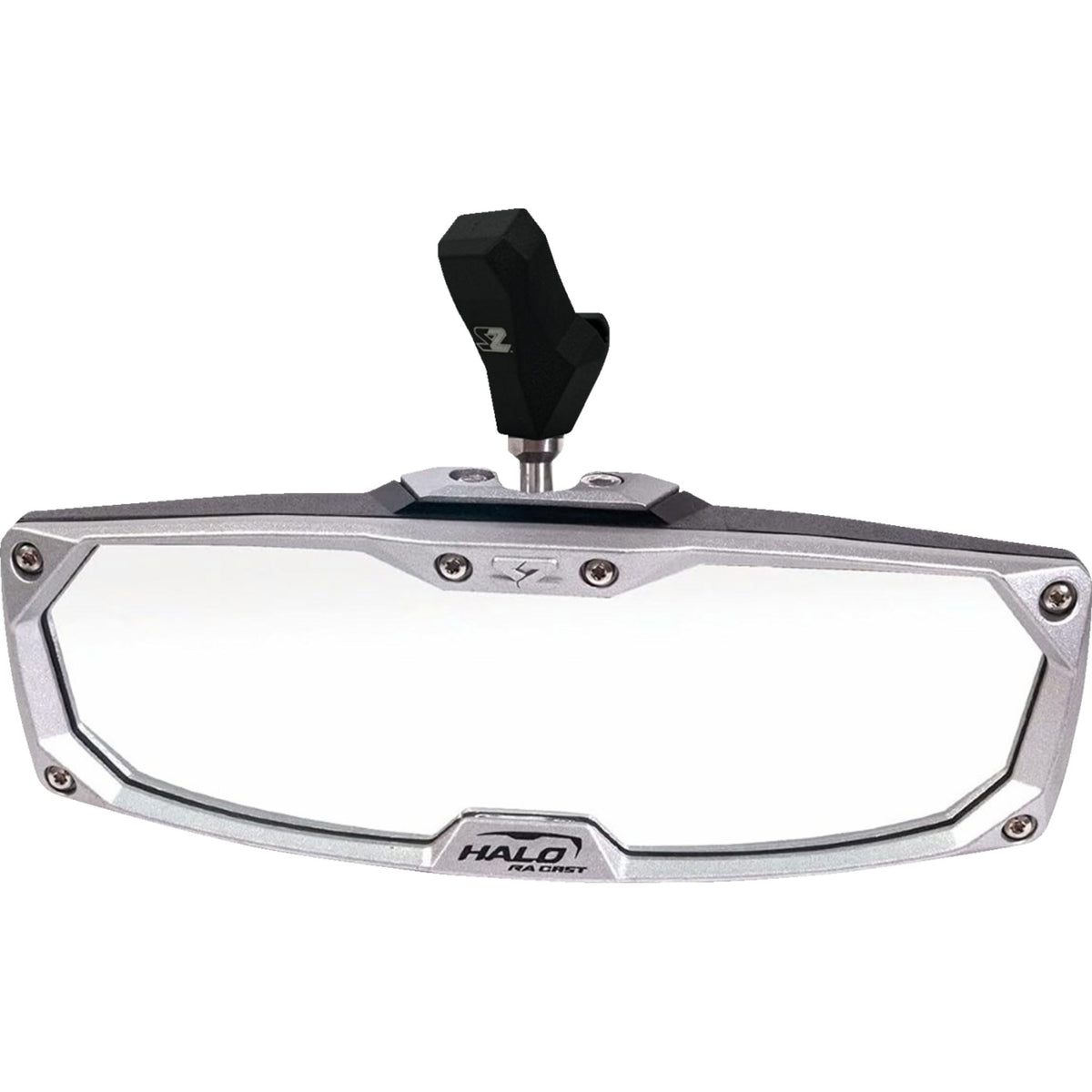 SEIZMIK 0640-1728 56-18033 Halo R Rear View Mirror with Cast Aluminum Bezel - CF Moto Mirror - Halo R - Rear View - Rectangle - Black w/Silver Bezel - Each - CF Moto