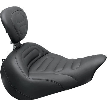 MUSTANG Solo Touring Seat - with Driver's Backrest - Black - Trapezoid Stitch - FXSB '13-'17